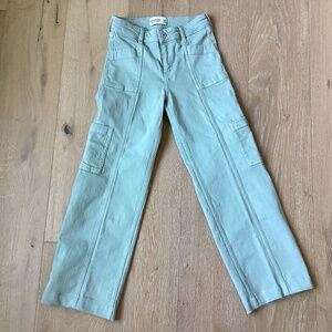 NWOT Abercrombie Kids SZ 11/12 Long Girls Sage Green High-Rise Cargo Pants